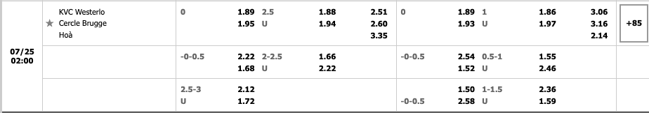Westerlo vs Cercle Brugge KSV 