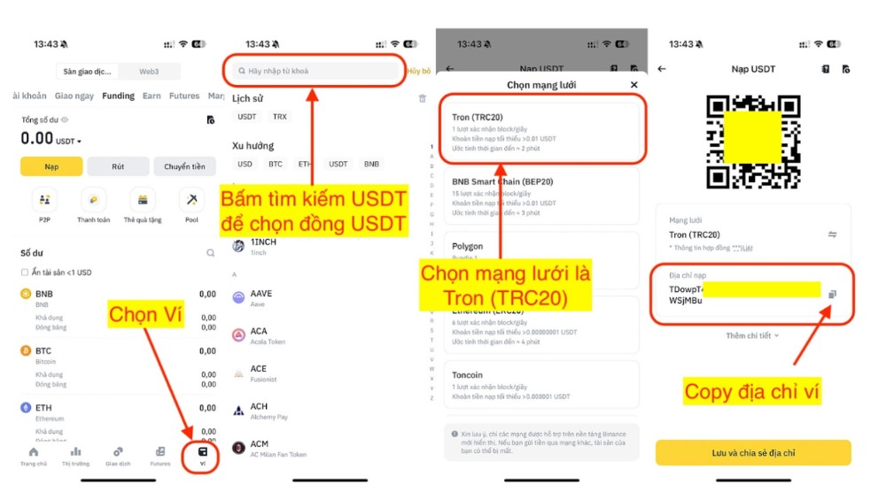 Lấy mã ví Funding trong Binance để điền vào 11BET